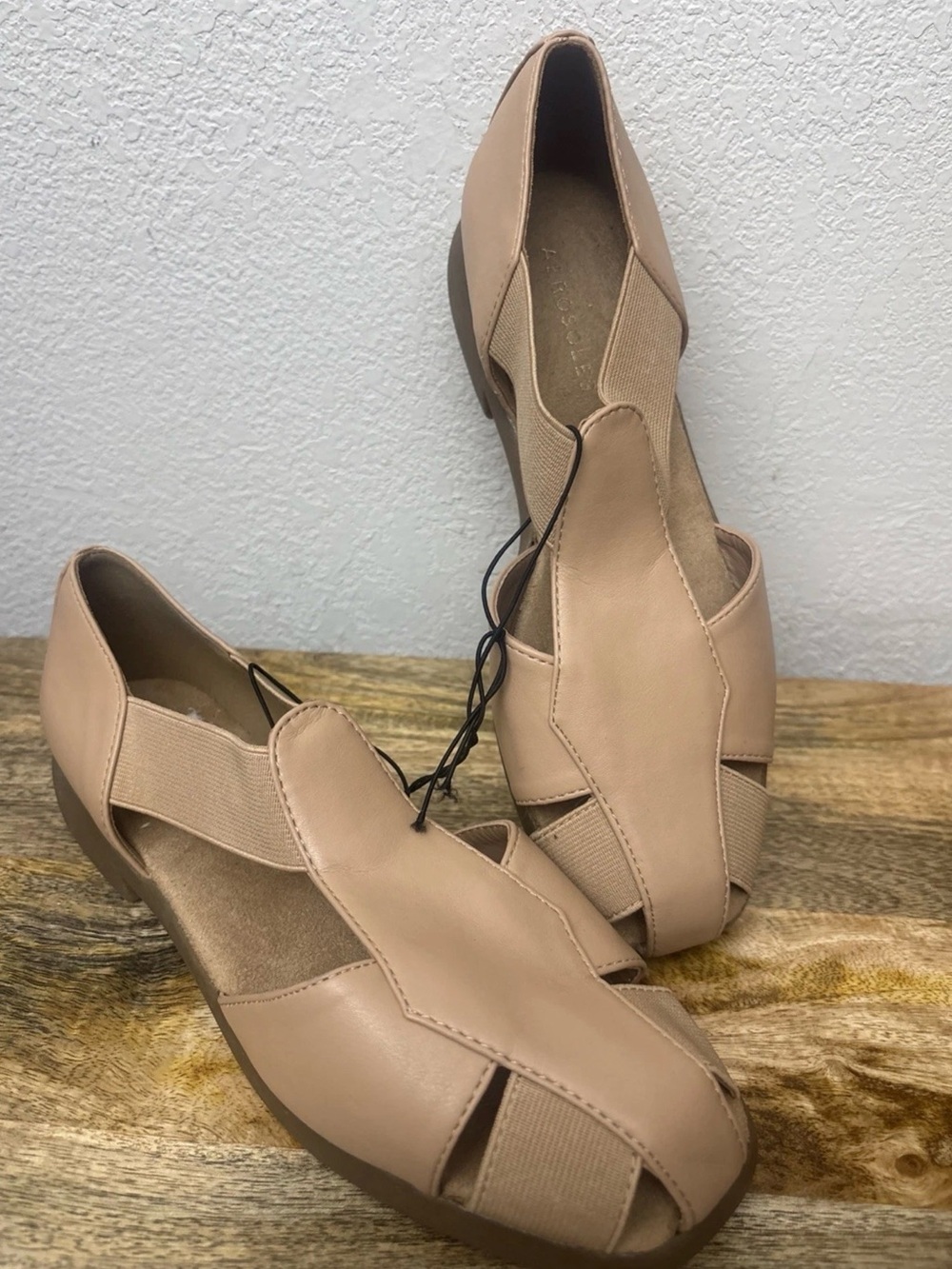 Aerosoles 4Give Fisherman Sandals Tan Women’s Sz 7 Wide NEW Shoes